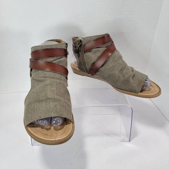 Blowfish Womens 8 Malibu Balla Canvas Micro Wedgepen Toe Gladiator Sandals - Picture 5 of 11